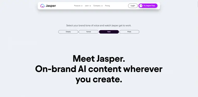 Jasper AI homepage