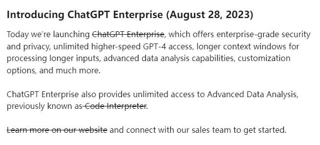 chatgpt enterprise update