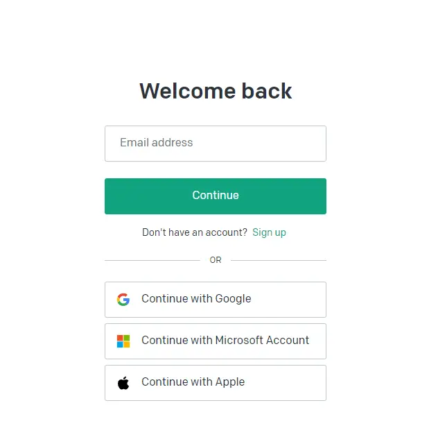 Chat GPT login page