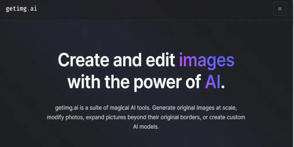 Getimg AI homepage