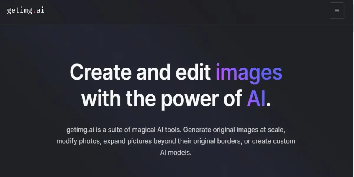Getimg AI homepage