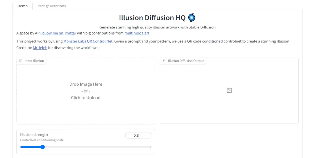 Illusion Diffusion AI homepage