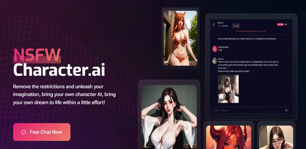 NSFW Character AI homepage