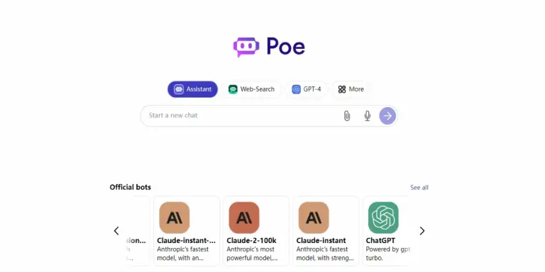 Poe AI homepage