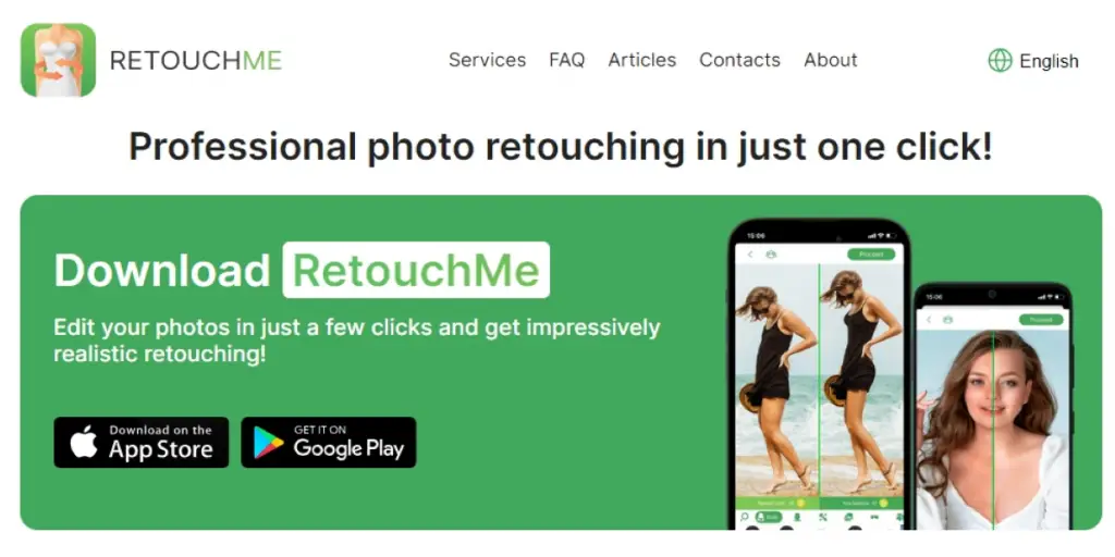 Retouch Me homepage
