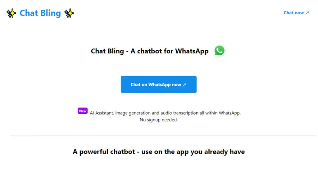 Chat Bling homepage