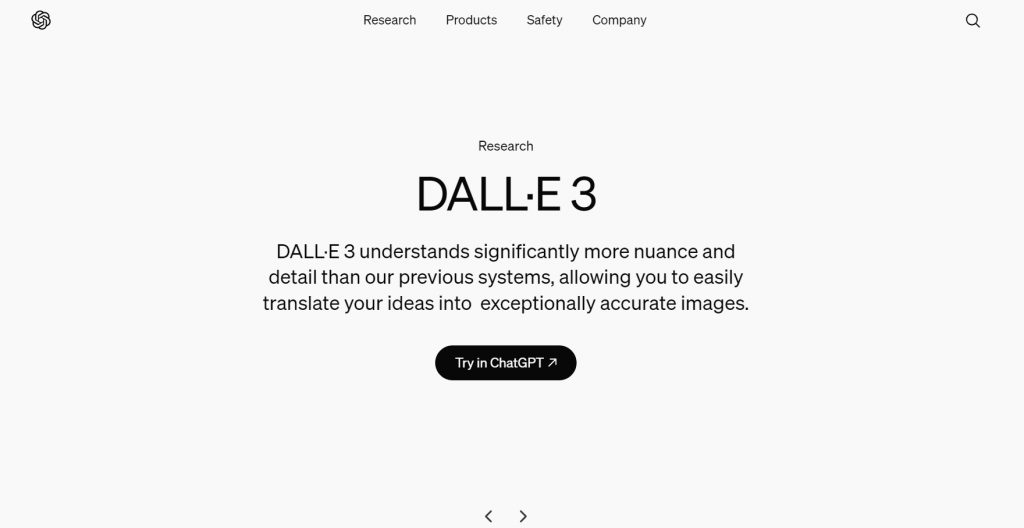 DALL-E 3 homepage