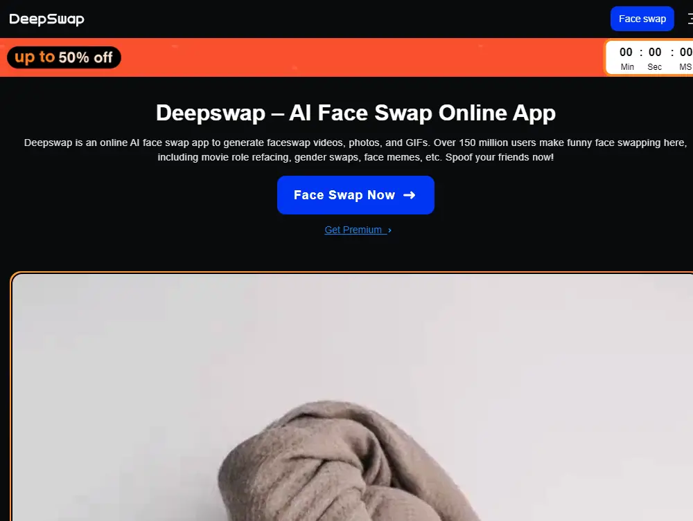 DeepSwap AI homepae