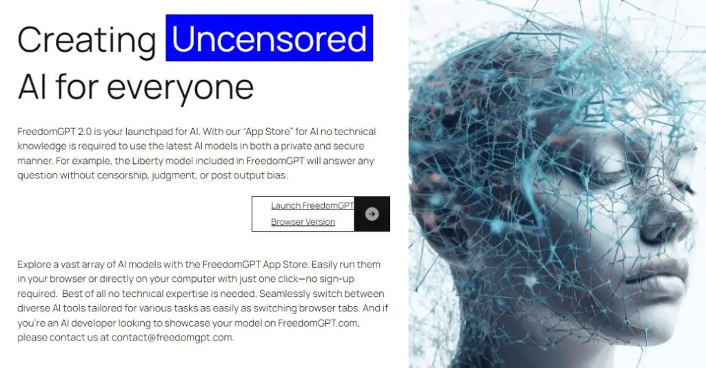 FreedomGPT homepage
