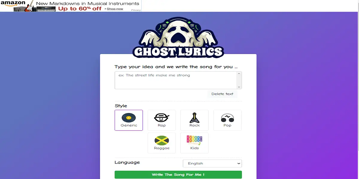 GhostLyrics homepage