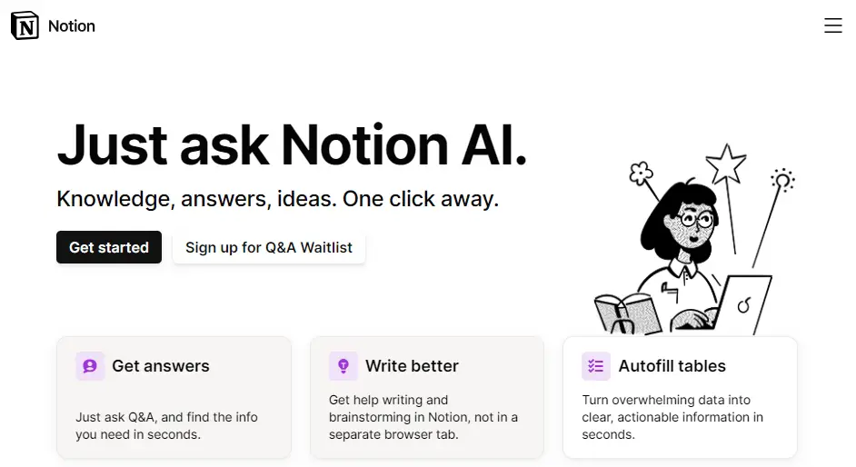 Notion AI homepage