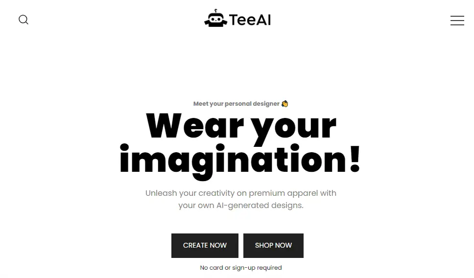 TeeAI homepage