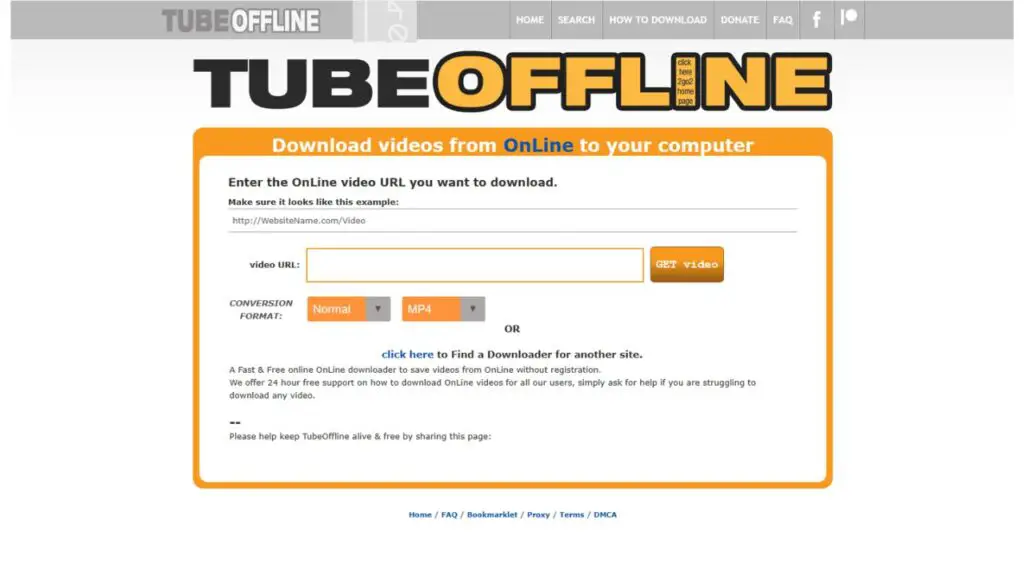 TubeOffline homepage