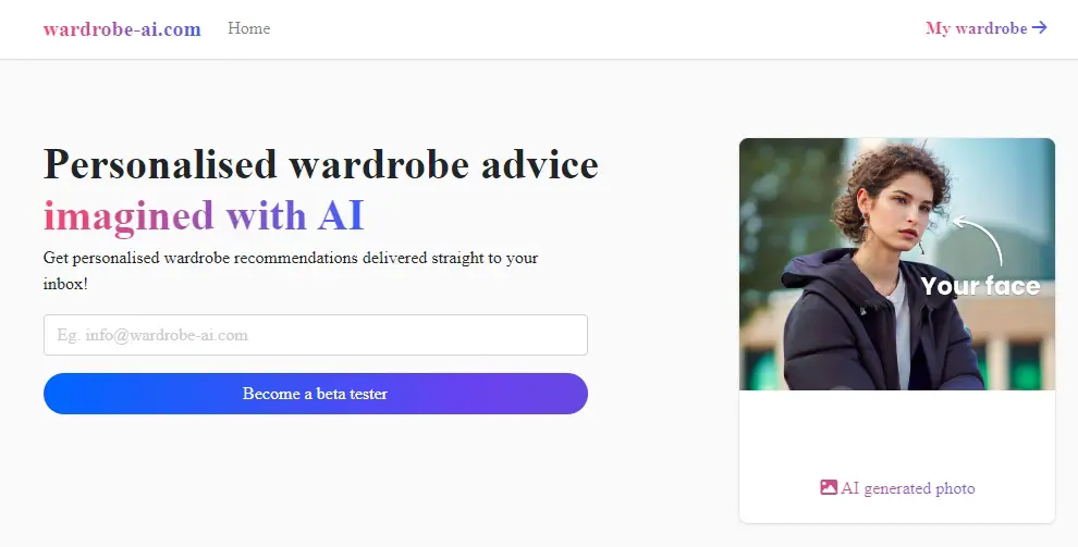 Wardrobe AI homepage