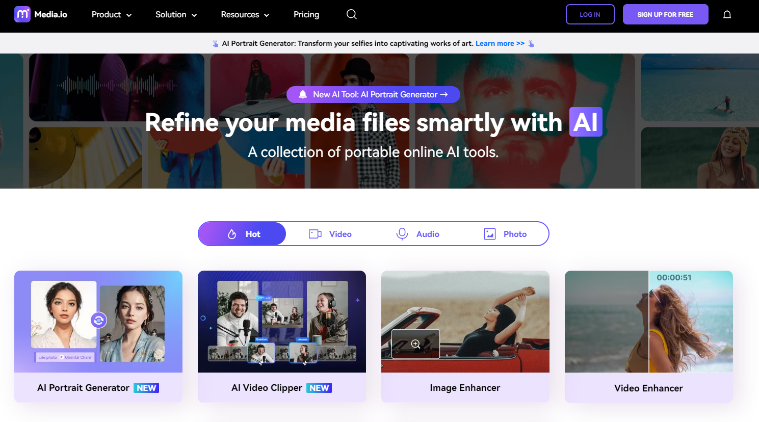 Media.io homepage