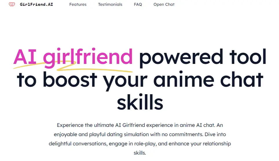 MyAIGirlfriend AI homepage