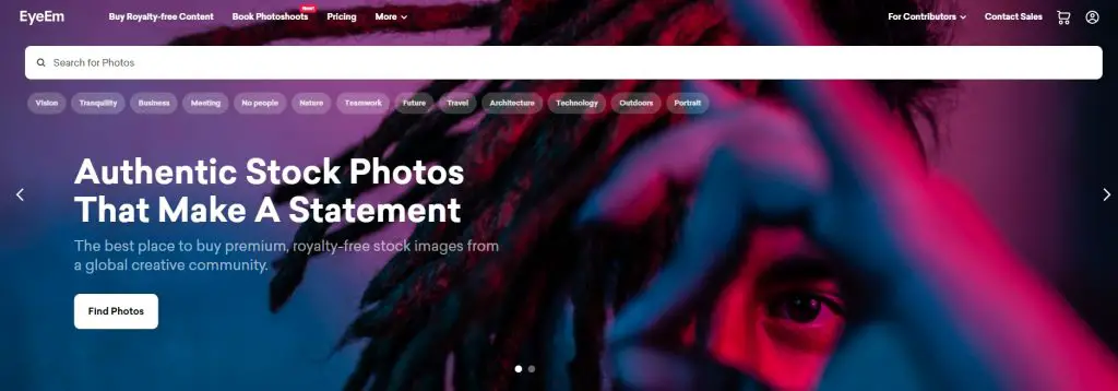 EyeEm homepage