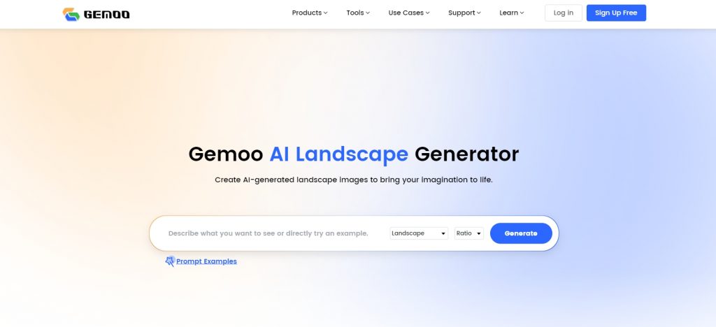 Gemoo AI Landscape Generator homepage