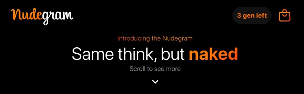 Nudegram homepage