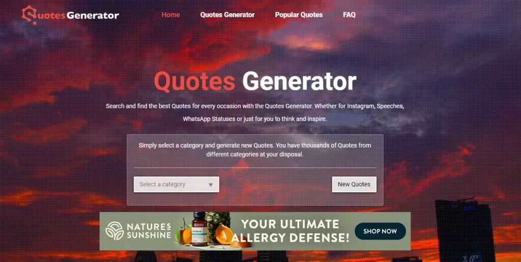 QuotesGenerator-homepage
