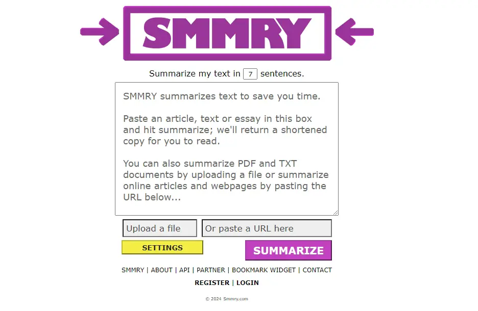 SMMRY homepage