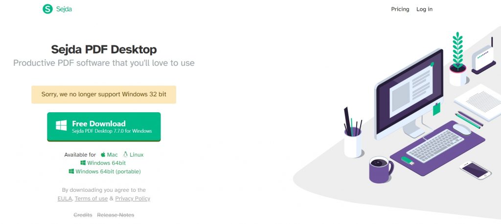 Sejda PDF Desktop homepage
