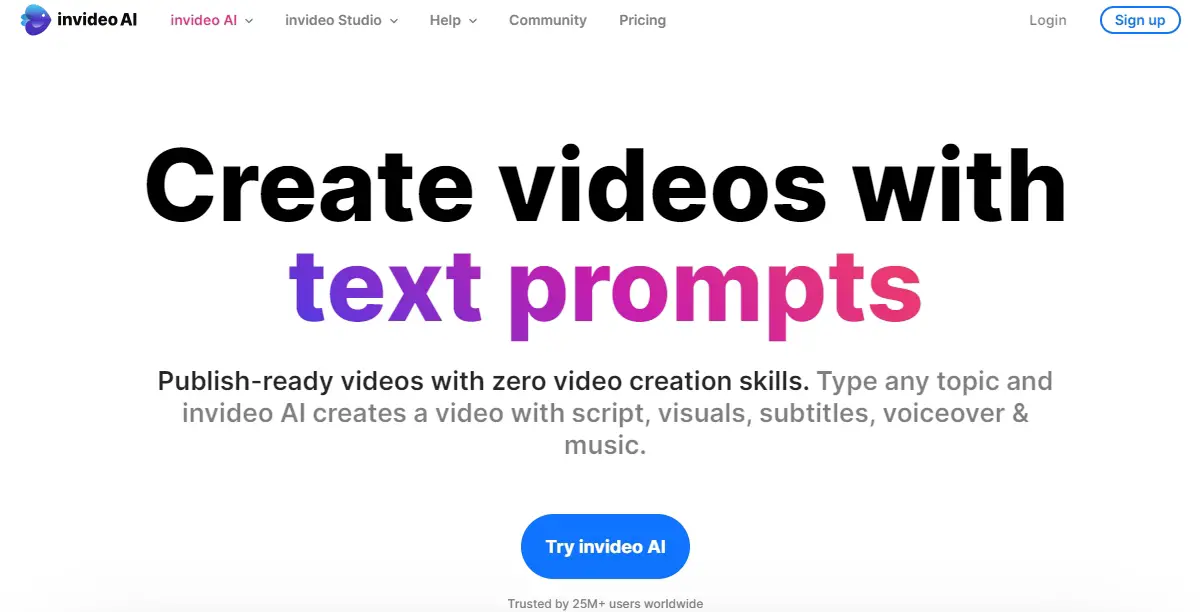 InVideo AI homepage