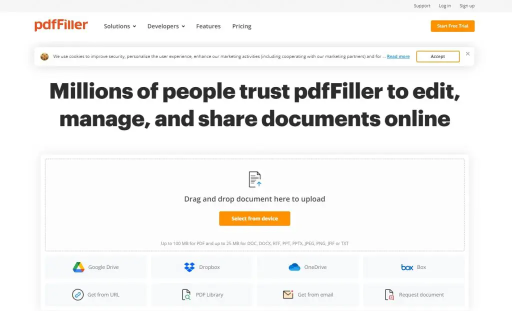 PDFfiller-homepage