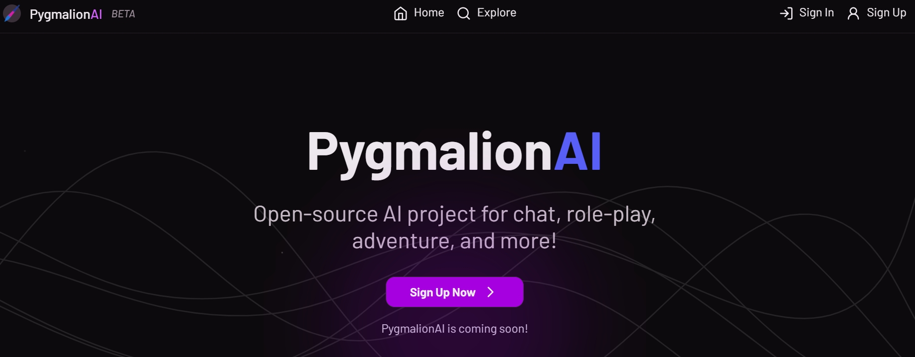 Pygmalion AI homepage