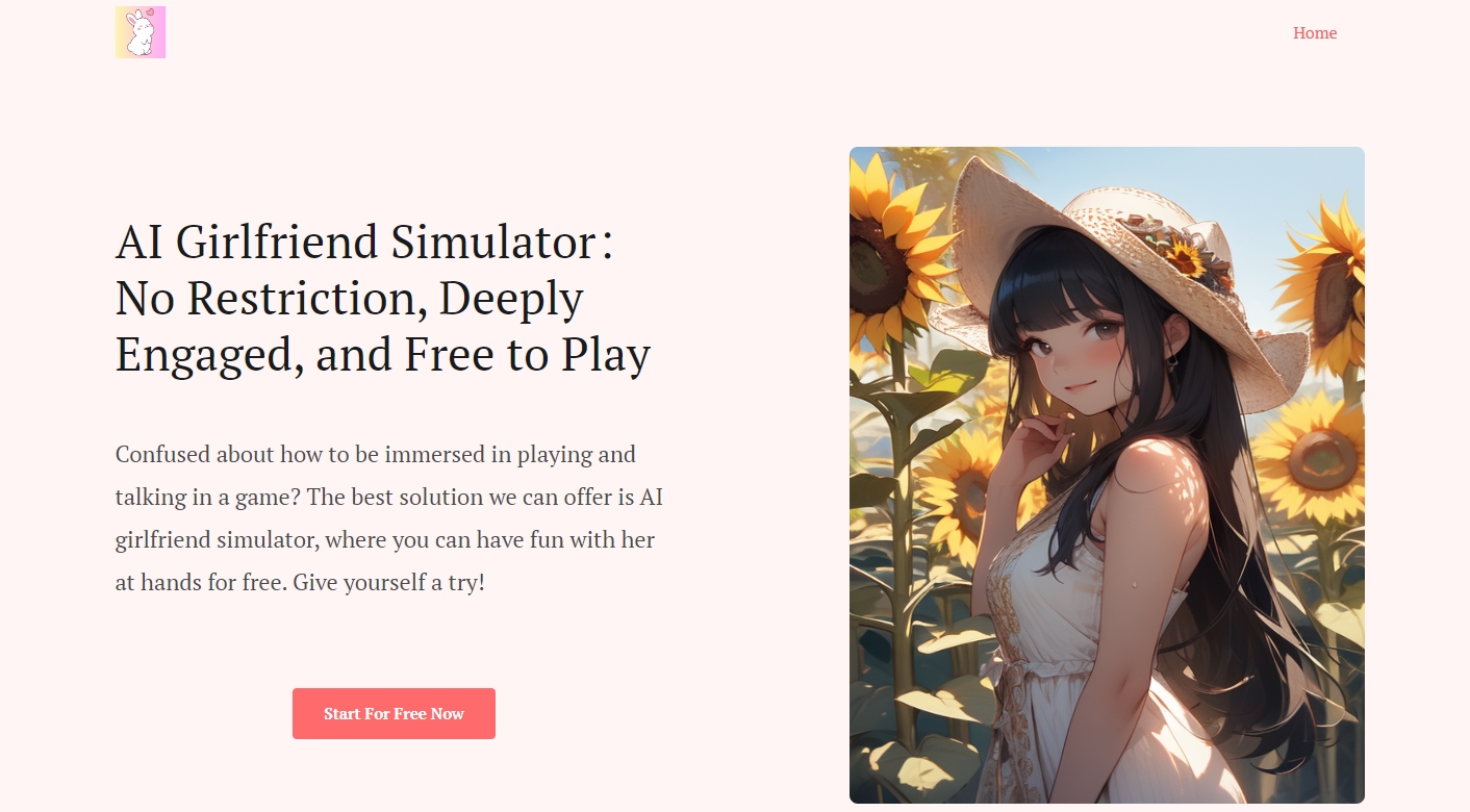 AI girlfriend simulator homepage